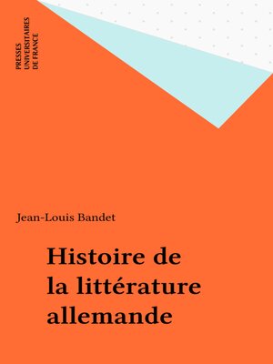 cover image of Histoire de la littérature allemande